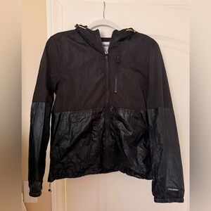 Steve Madden Black Hooded Windbreaker Jacket